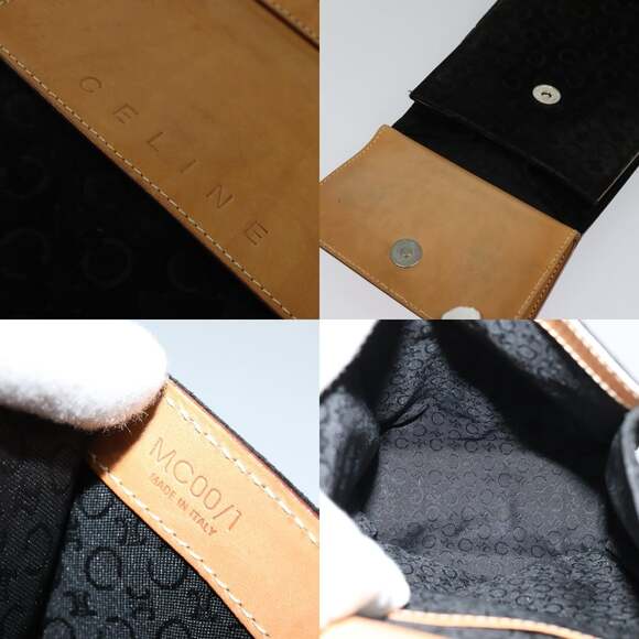 CELINE C Macadam Canvas Shoulder Bag Suede Black - Picture 11 of 12